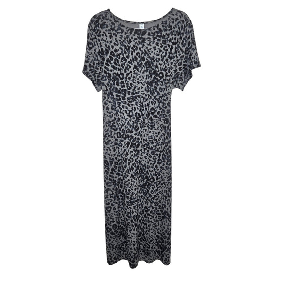 Old Navy Leopard Print Midi Dress Size XL Minimalist Casual Comfort Boho T Shirt - Picture 1 of 7